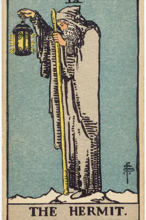 Upright Major Arcana card 09, The Hermit