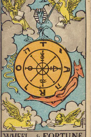 Upright Major Arcana card 10, Wheel of Fortune