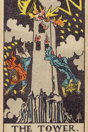 Upright Major Arcana card 16, The Tower