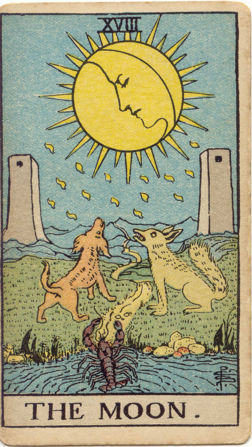 Upright Major Arcana card 18, The Moon