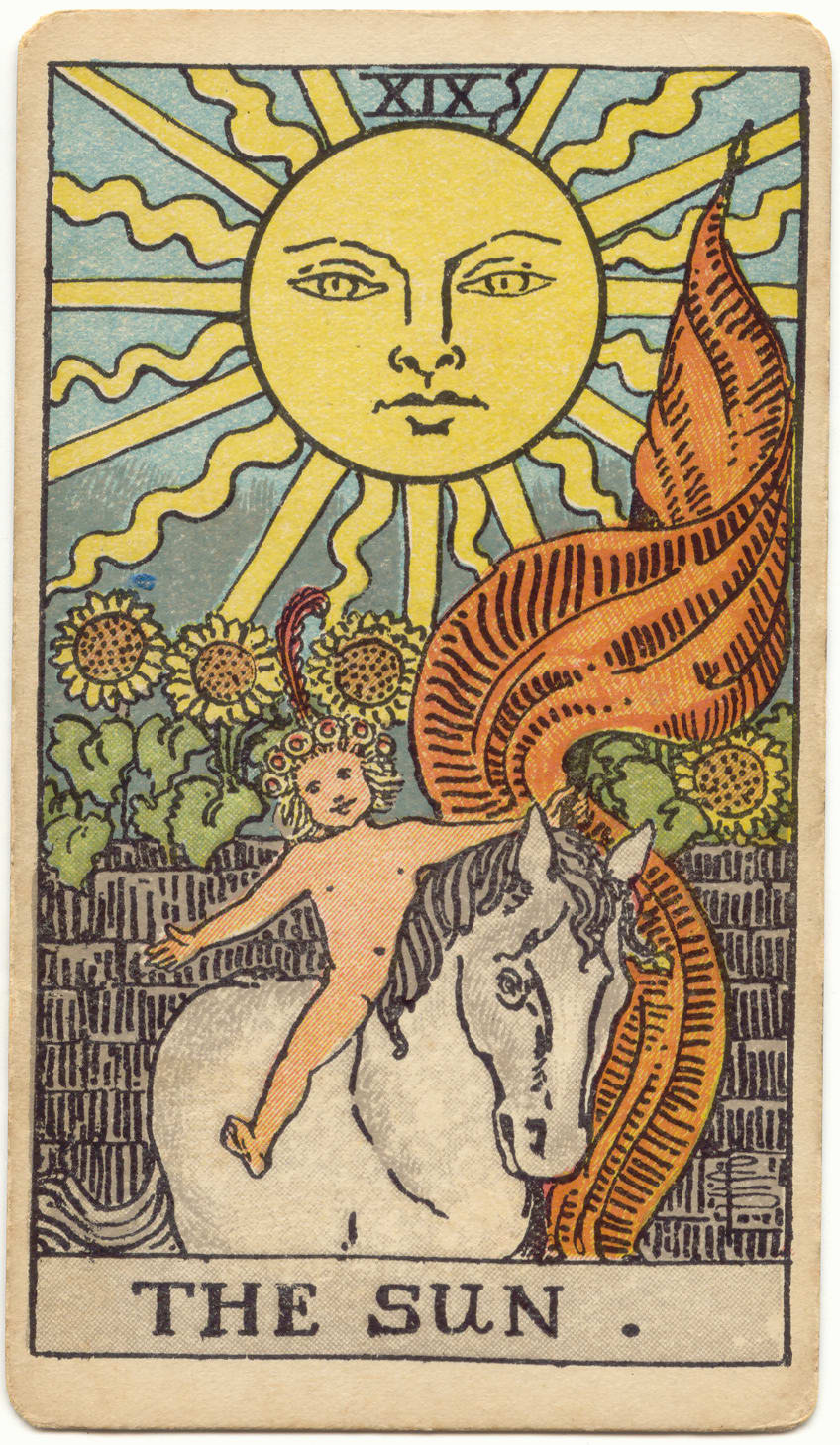 Upright Major Arcana card 19, The Sun