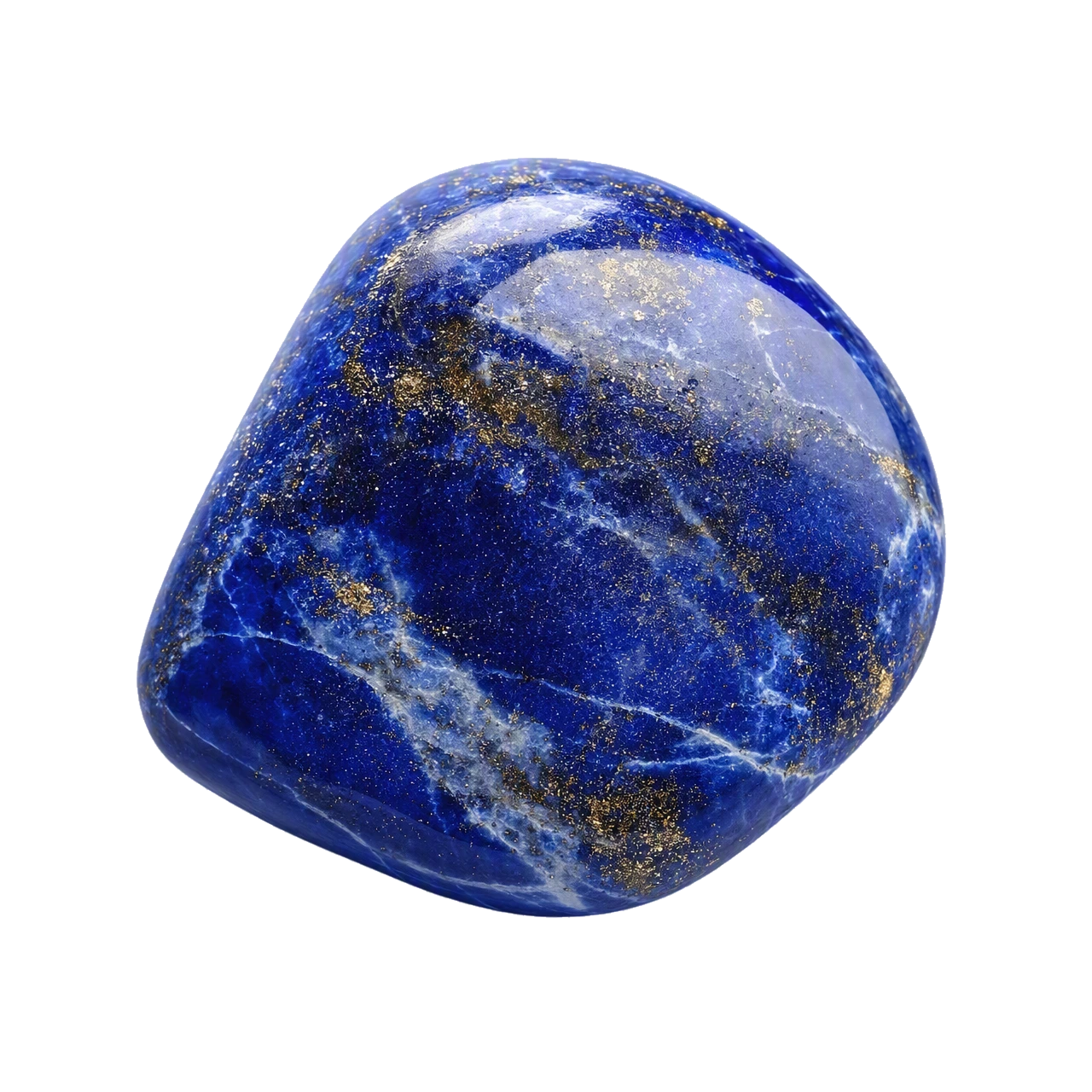 Reference illustration: grouped rough lapis lazuli with deep blue rock, white calcite, and sparse brassy pyrite.