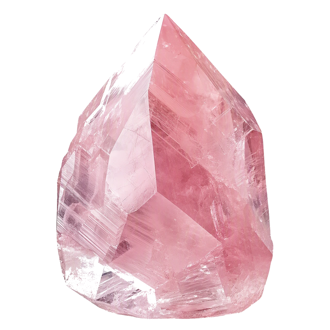 Reference illustration: grouped rough rose quartz stones with soft natural pink translucency.