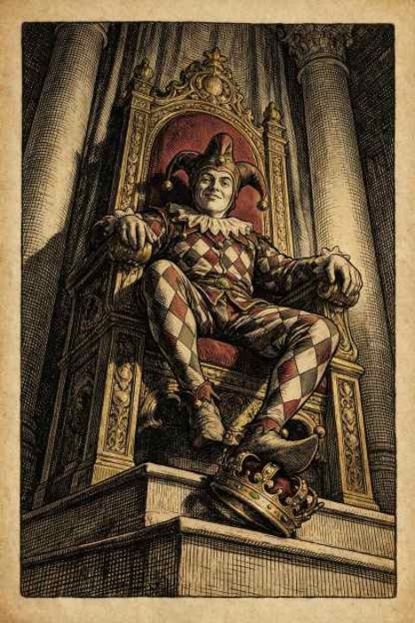 Reverse Tarot card 11, The Jester